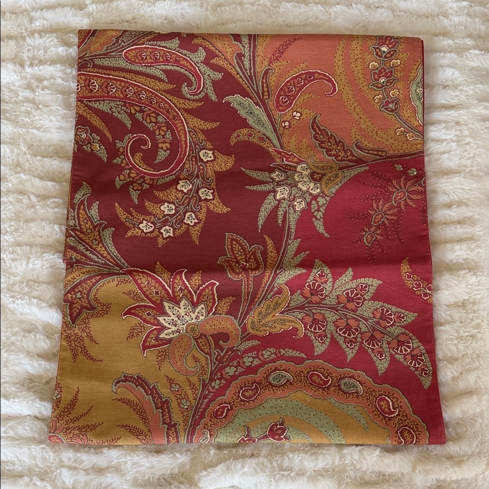 Pottery Barn Red Gold Paisley Table Runner